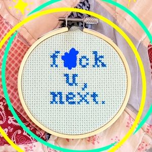 "f*ck u, next." Funny/Cheeky Cross Stitch, 3 inch